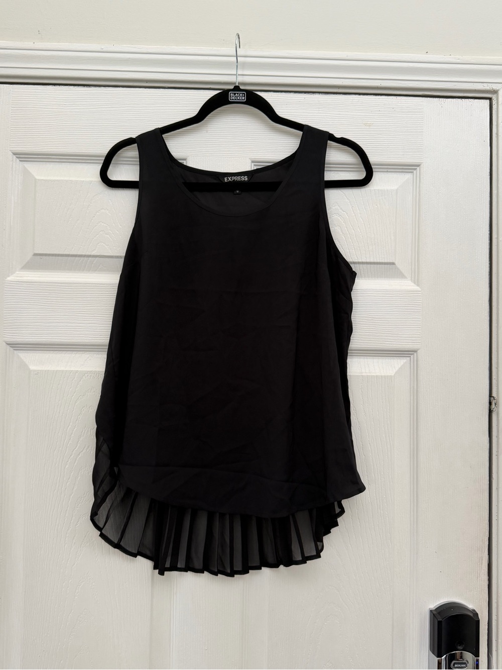 Express Black Sleeveless Tank with Pleated Back